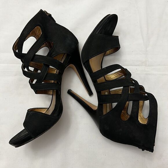 Cynthia Vincent women’s cross front suede heels size 8 - Picture 2 of 11